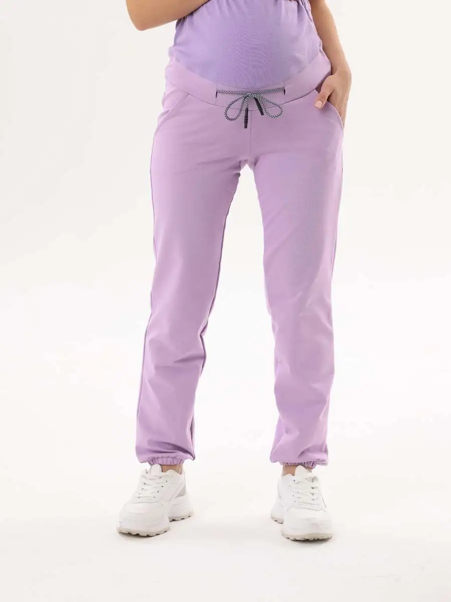 Брюки для беременных с бандажом джогеры сиреневый