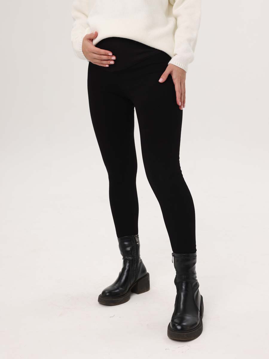 Леггинсы утепленные для беременных 66711 с мехом черный