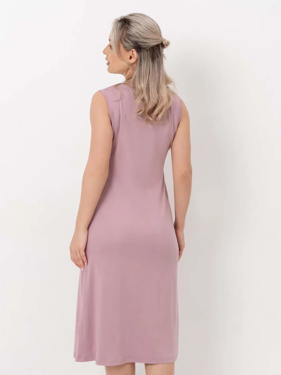 Ночная сорочка в роддом для беременных и кормления пудровый