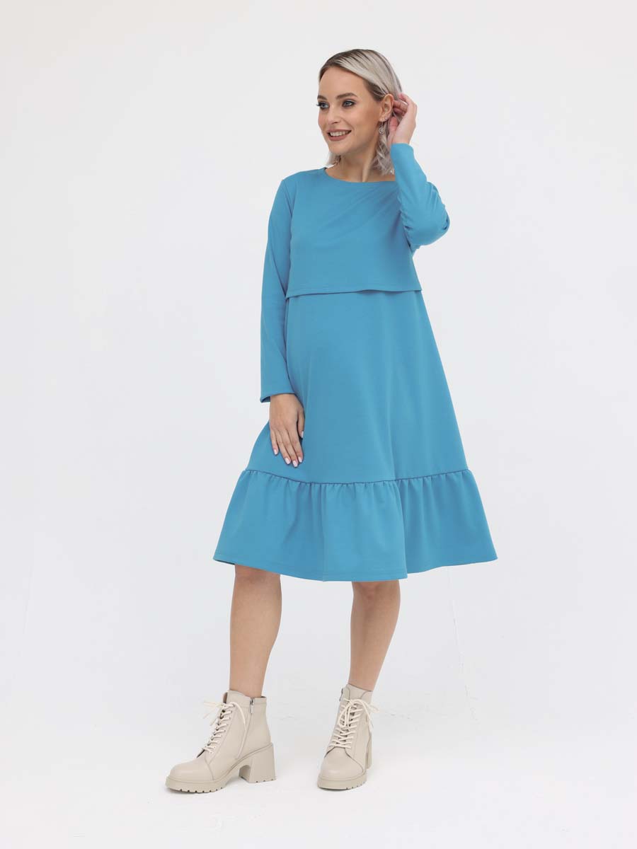 Платье в офис для беременных и кормящих мам бирюзовый