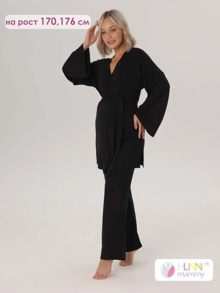 Костюм брючный с кимоно черный