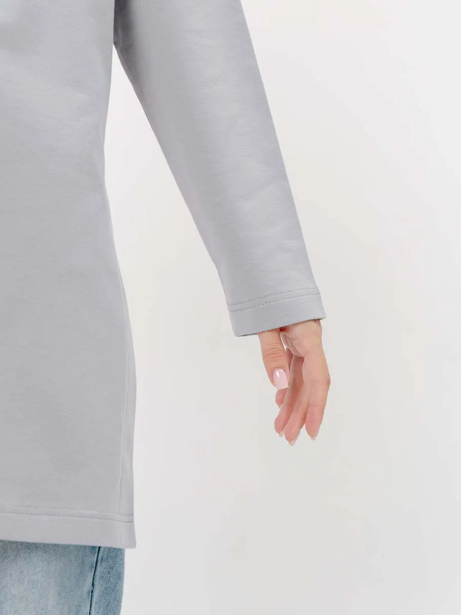 Стильная туника для будущих мам на осень серый