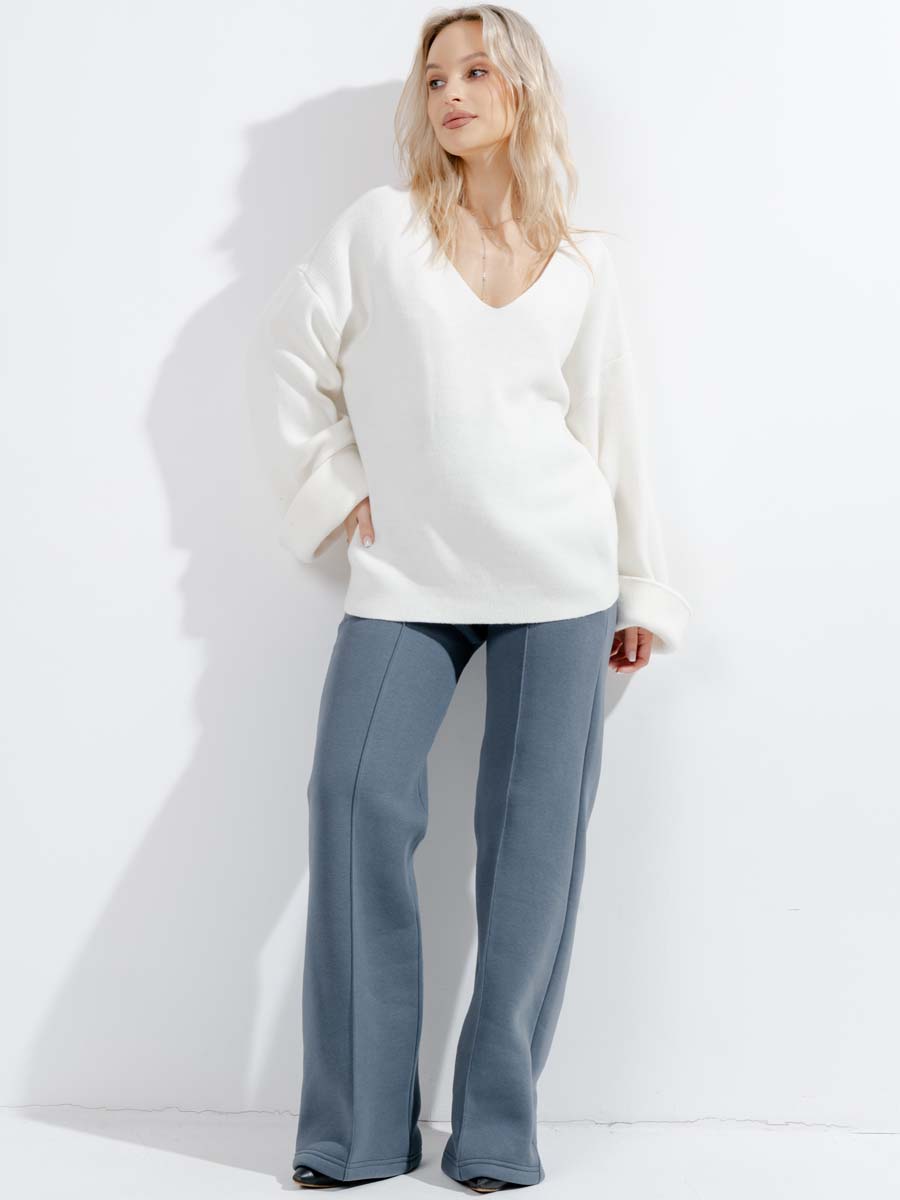 Брюки для беременных утепленные широкие палаццо