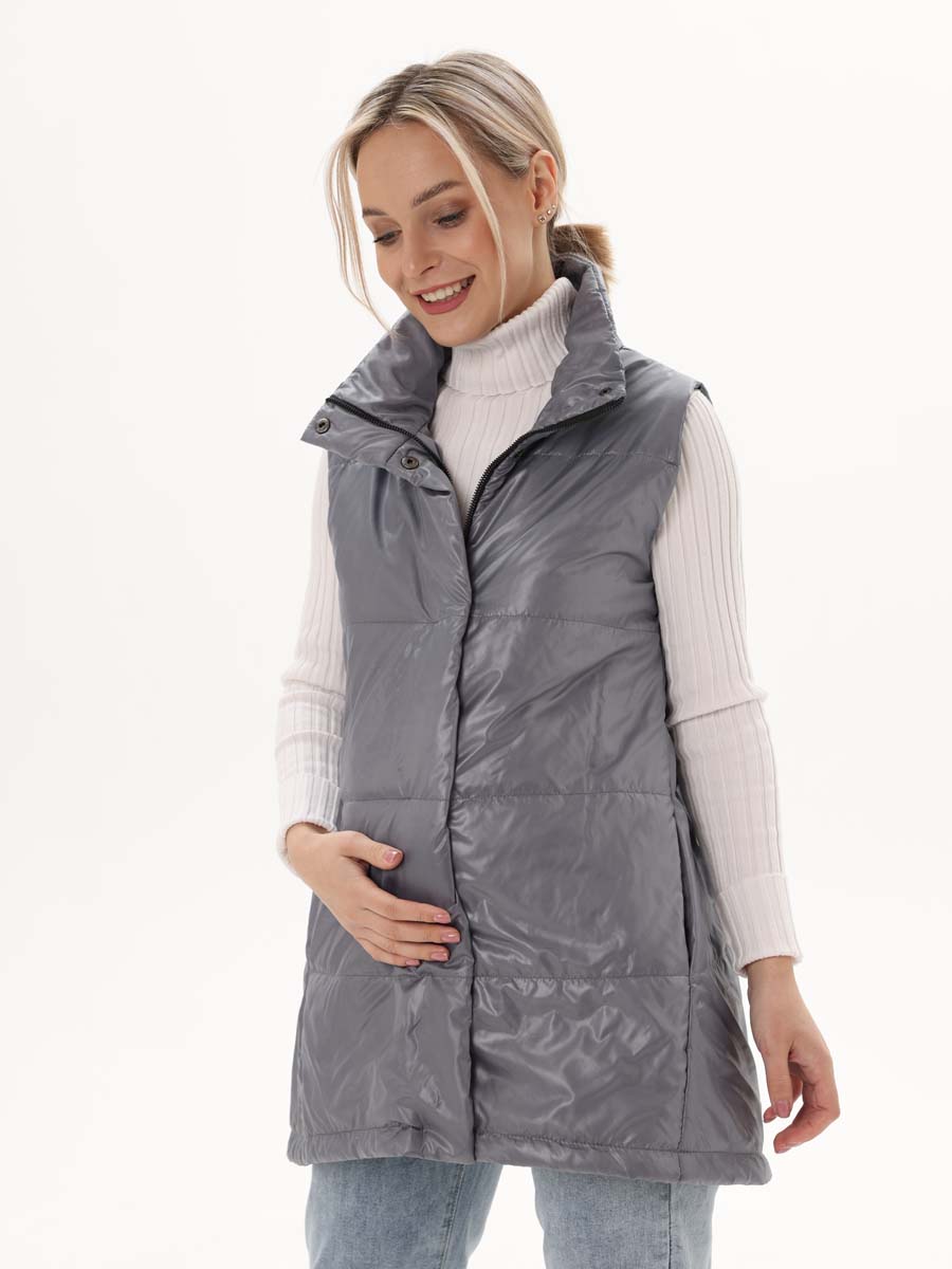 Жилет женский утепленный 65008 стеганый серый