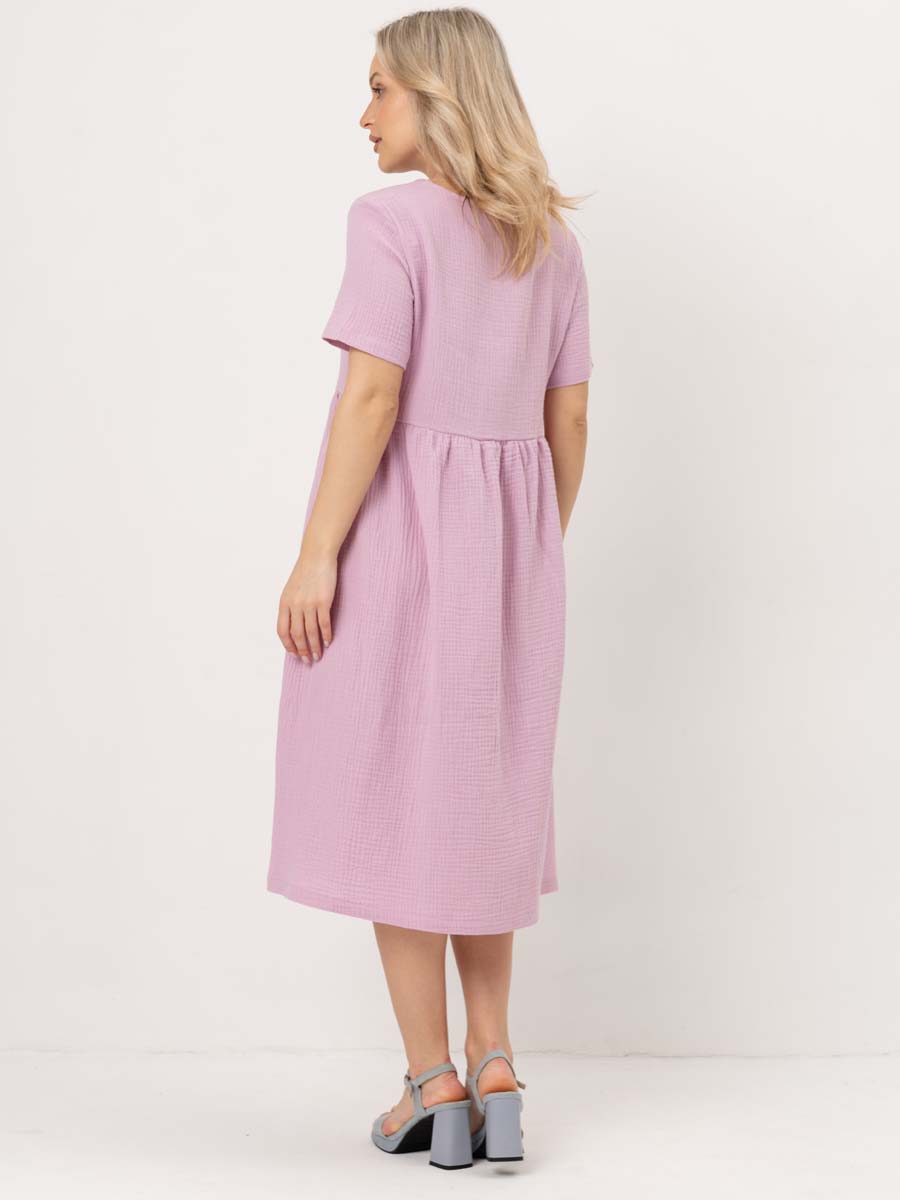 Летнее платье из муслина лавандовый