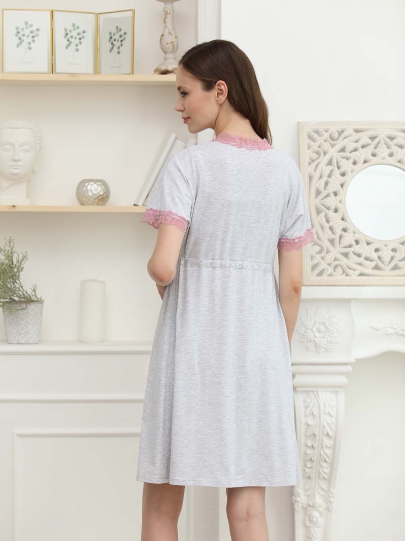  серый меланж/розовый