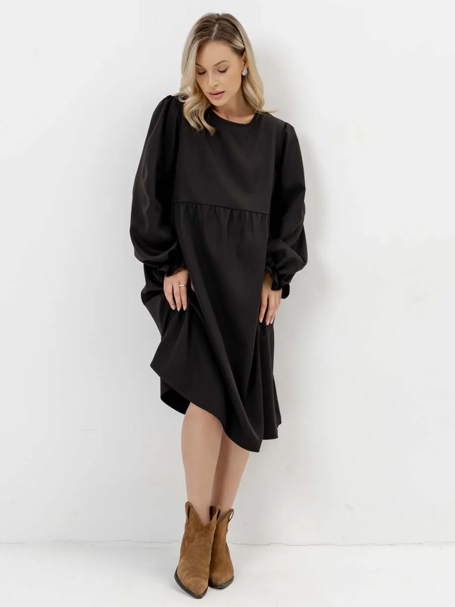 Платье для беременных с длинным рукавом в офис черный