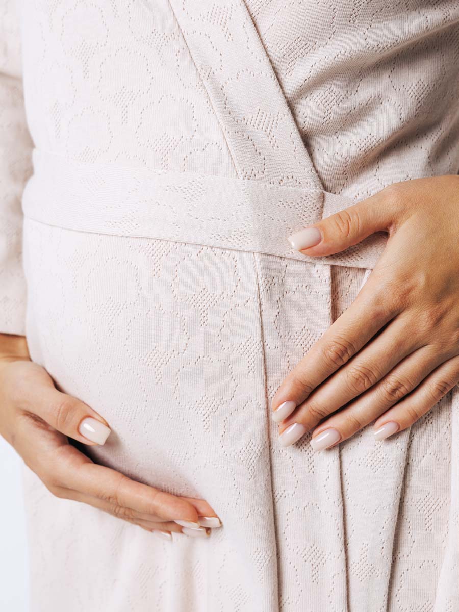 Халат с сорочкой для беременных и кормящих в роддом 22920 бежевый