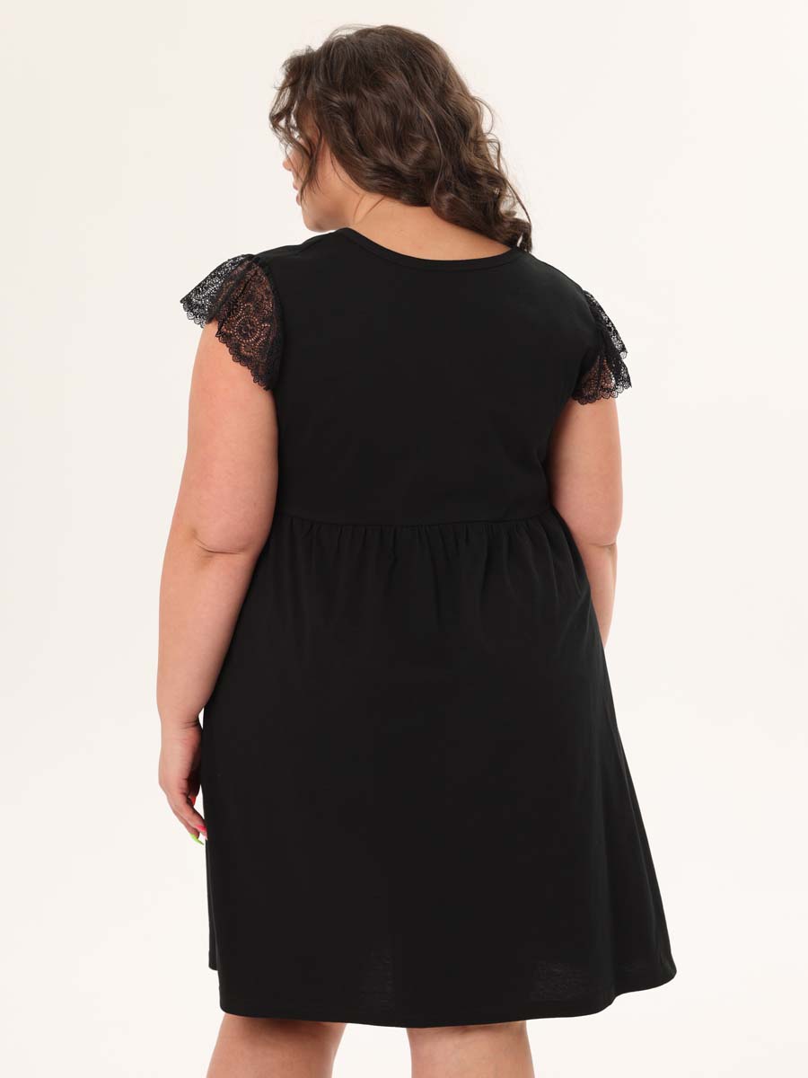 Комплект халат с сорочкой большие размеры костюм в роддом черный