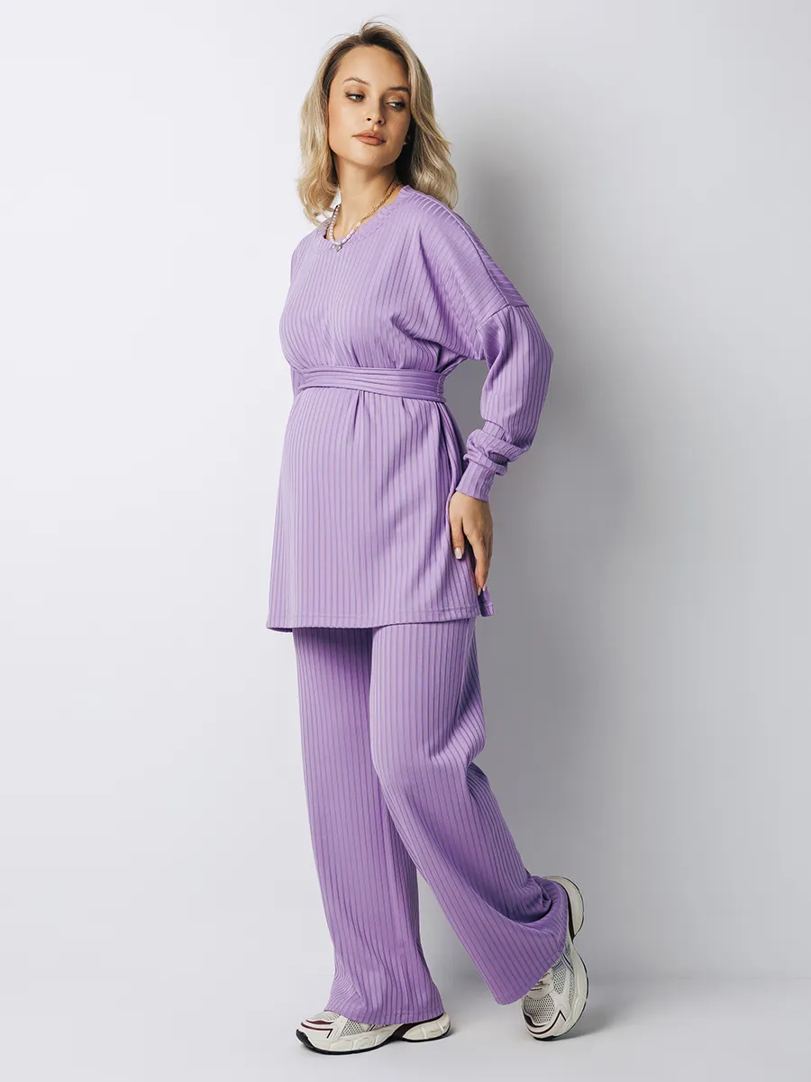 Костюм лапша для беременных туника и брюки 71532 сиреневый/71532376