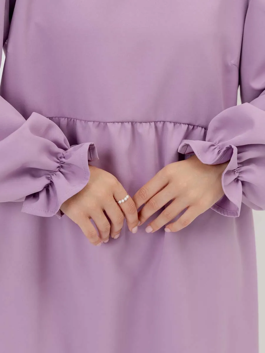 Платье для беременных с длинным рукавом в офис сиреневый