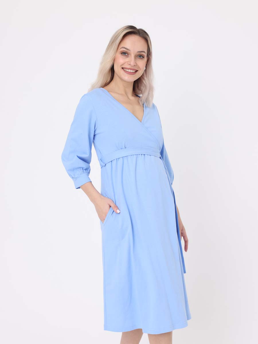 Халат и сорочка для беременных и кормящих в роддом костюм голубой