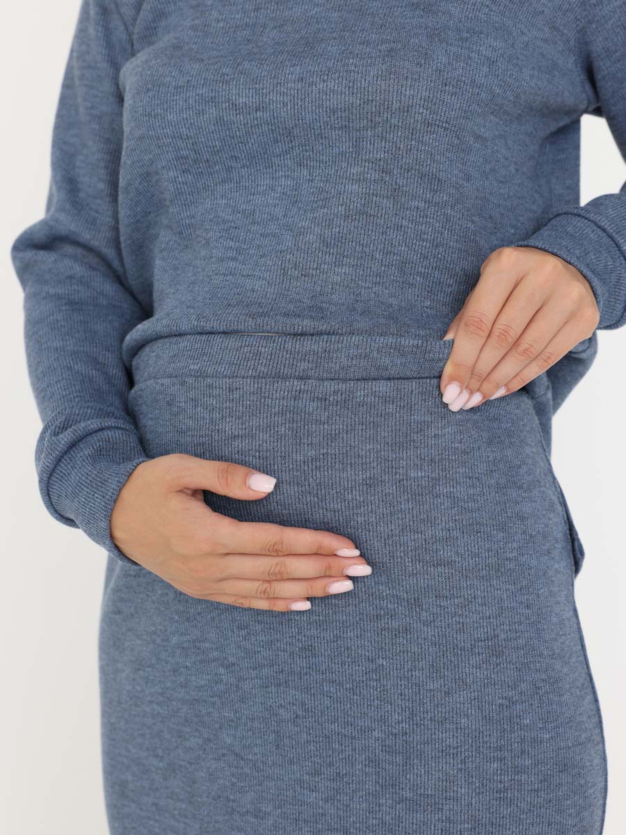 Костюм с юбкой для беременных в офис 70425 индиго