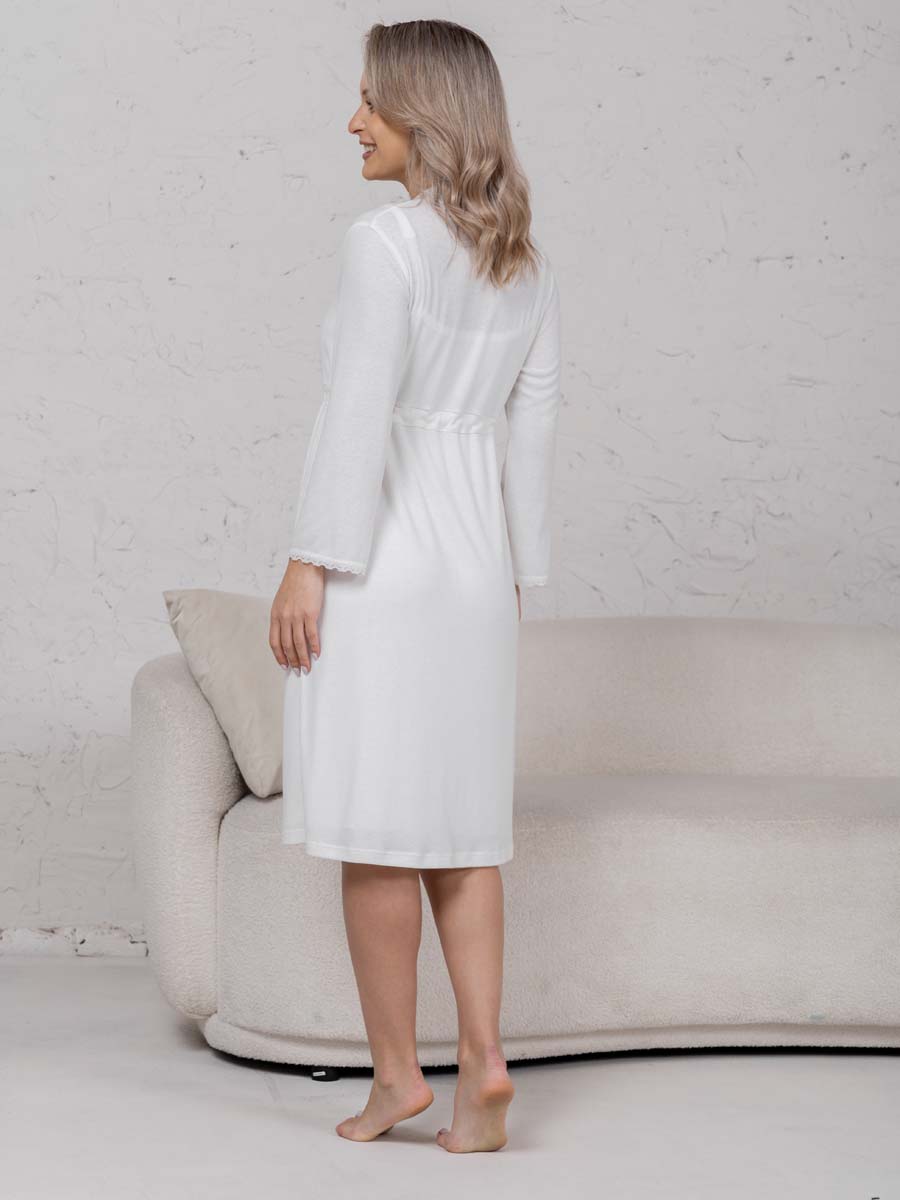 Халат с сорочкой для беременных и кормящих молочный