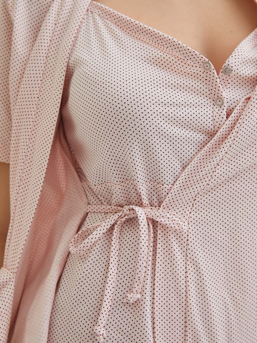 Комплект для беременных и кормящих 04520 халат с сорочкой персиковый/коричневый