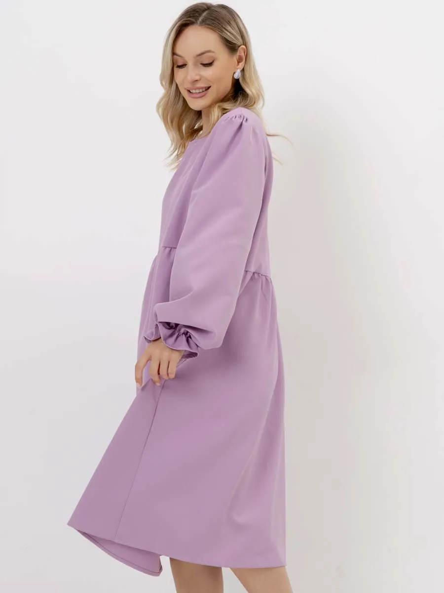 Платье для беременных с длинным рукавом в офис сиреневый