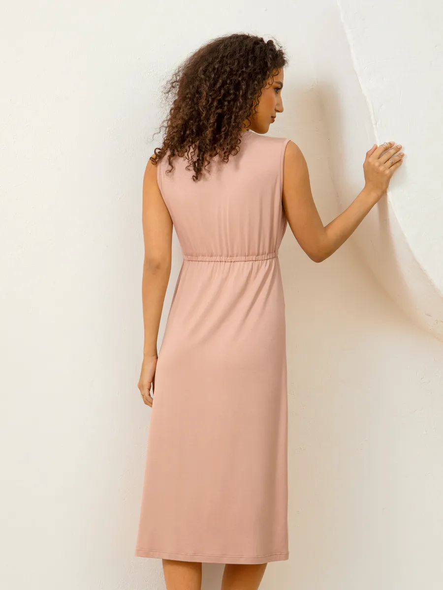 Костюм для беременных халат и сорочка в роддом для кормящих бежевый