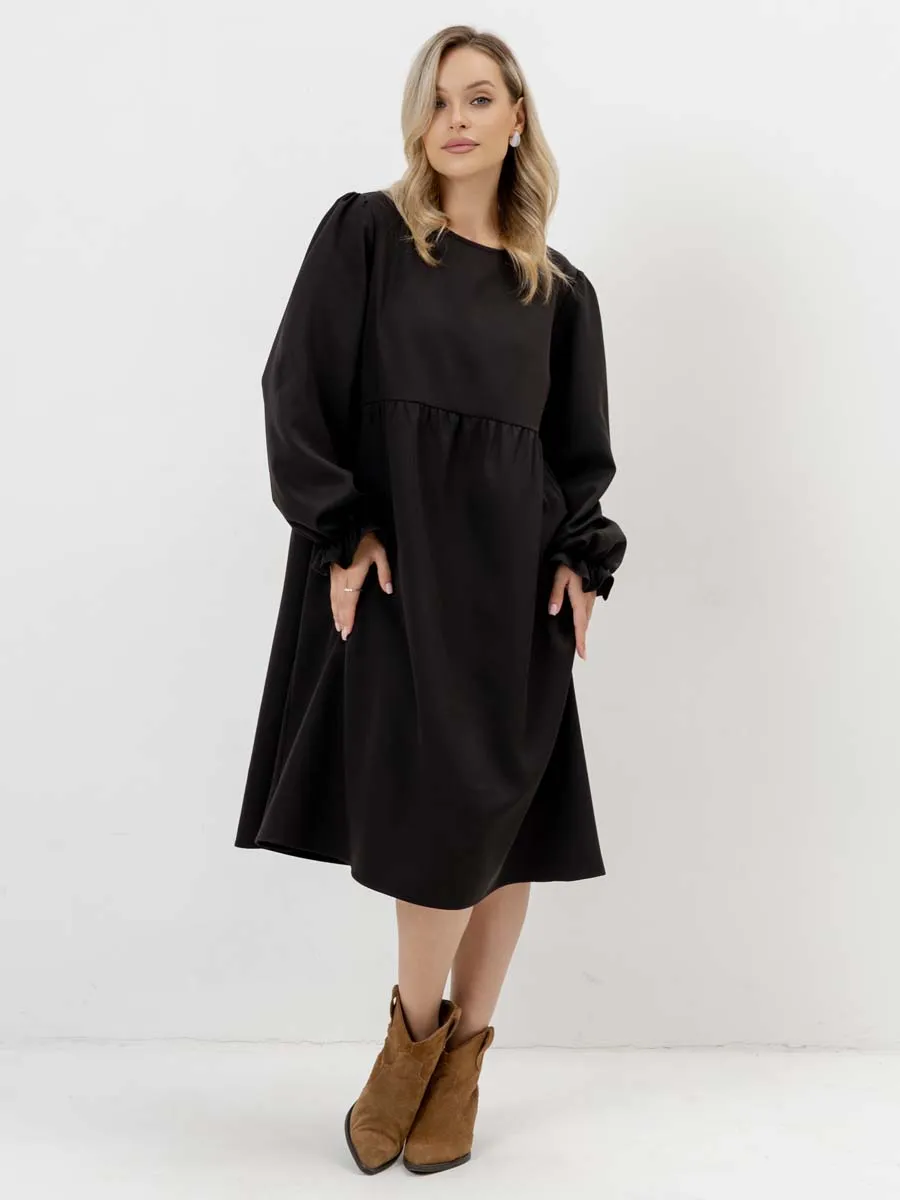 Платье для беременных с длинным рукавом в офис черный