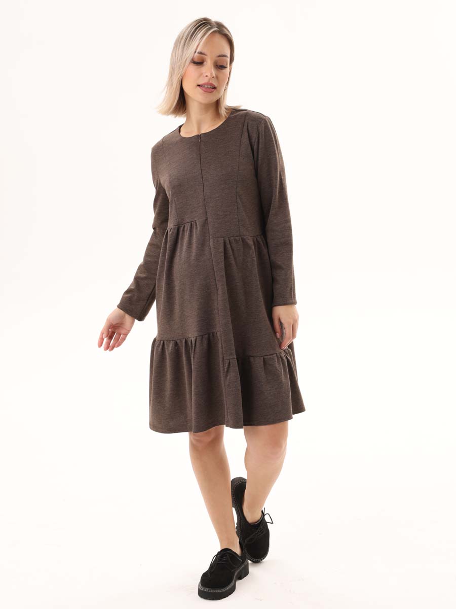 Платье оверсайз в офис для беременных и кормящих 08111 кофейный