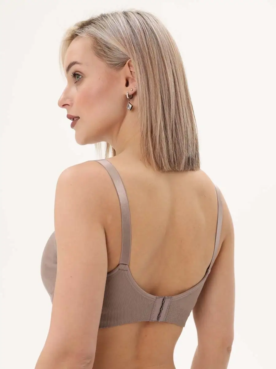 Бюстгальтер для кормления бесшовный без косточек кофейный