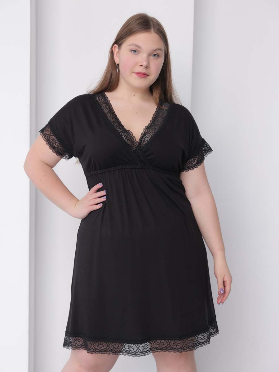 Ночная сорочка для беременных и кормящих в роддом черный