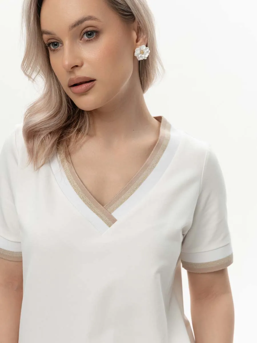 Костюм летний брюки футболка молочный