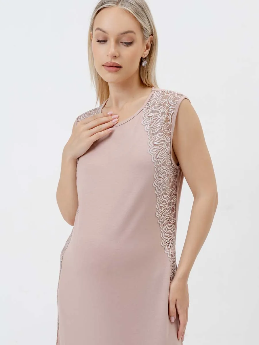 Ночная сорочка в роддом для беременных бежевый