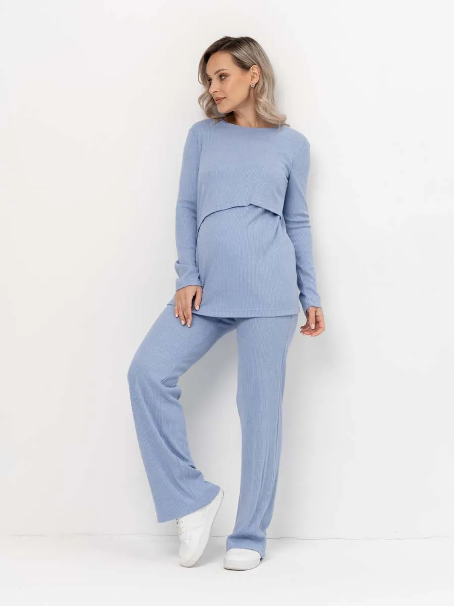 Костюм для беременных и кормящих на весну голубой