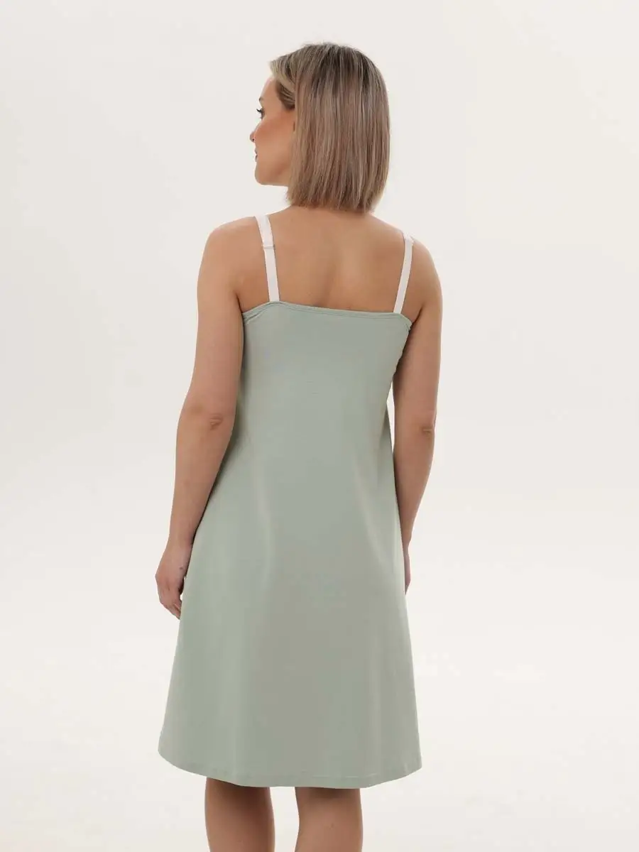 Халат с сорочкой для беременных и кормящих мам светло-зеленый