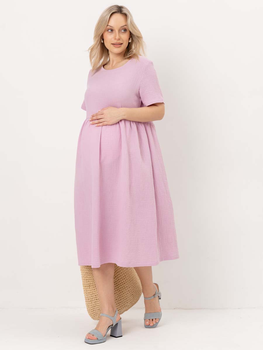 Летнее платье из муслина лавандовый