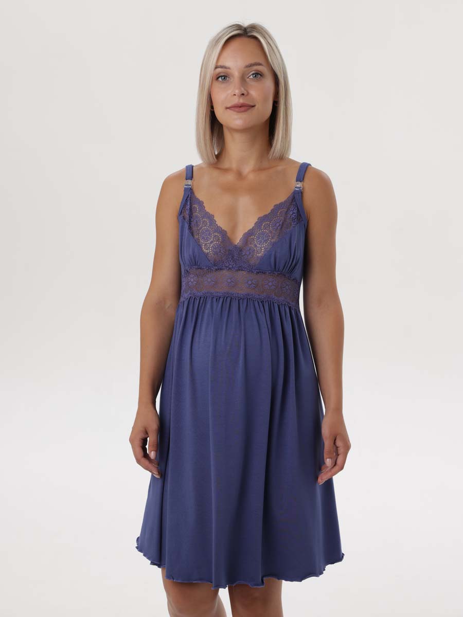 Комплект халат с сорочкой 19332 для беременных и кормящих сапфировый