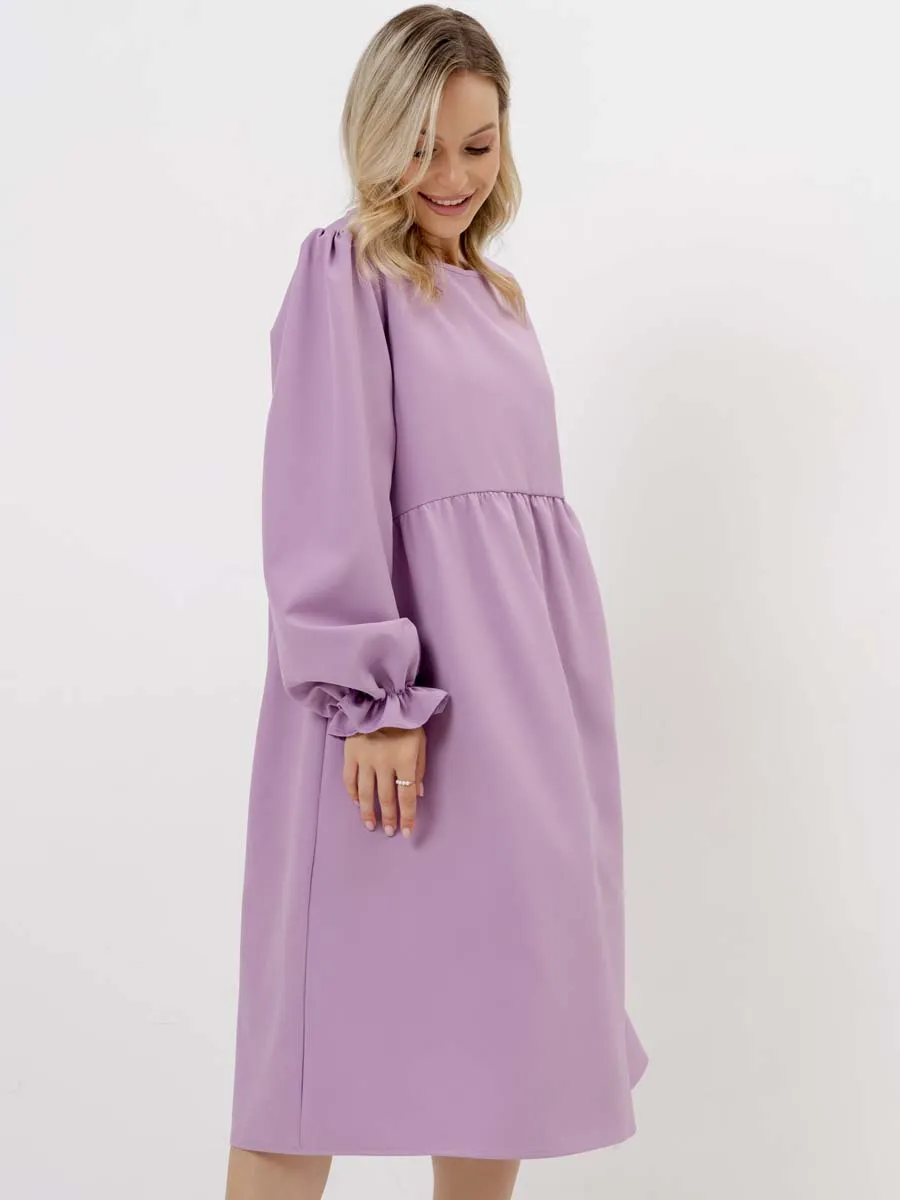 Платье для беременных с длинным рукавом в офис сиреневый