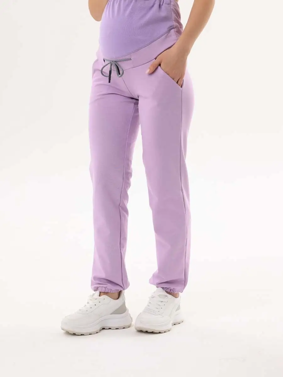 Брюки для беременных с бандажом джогеры сиреневый сиреневый