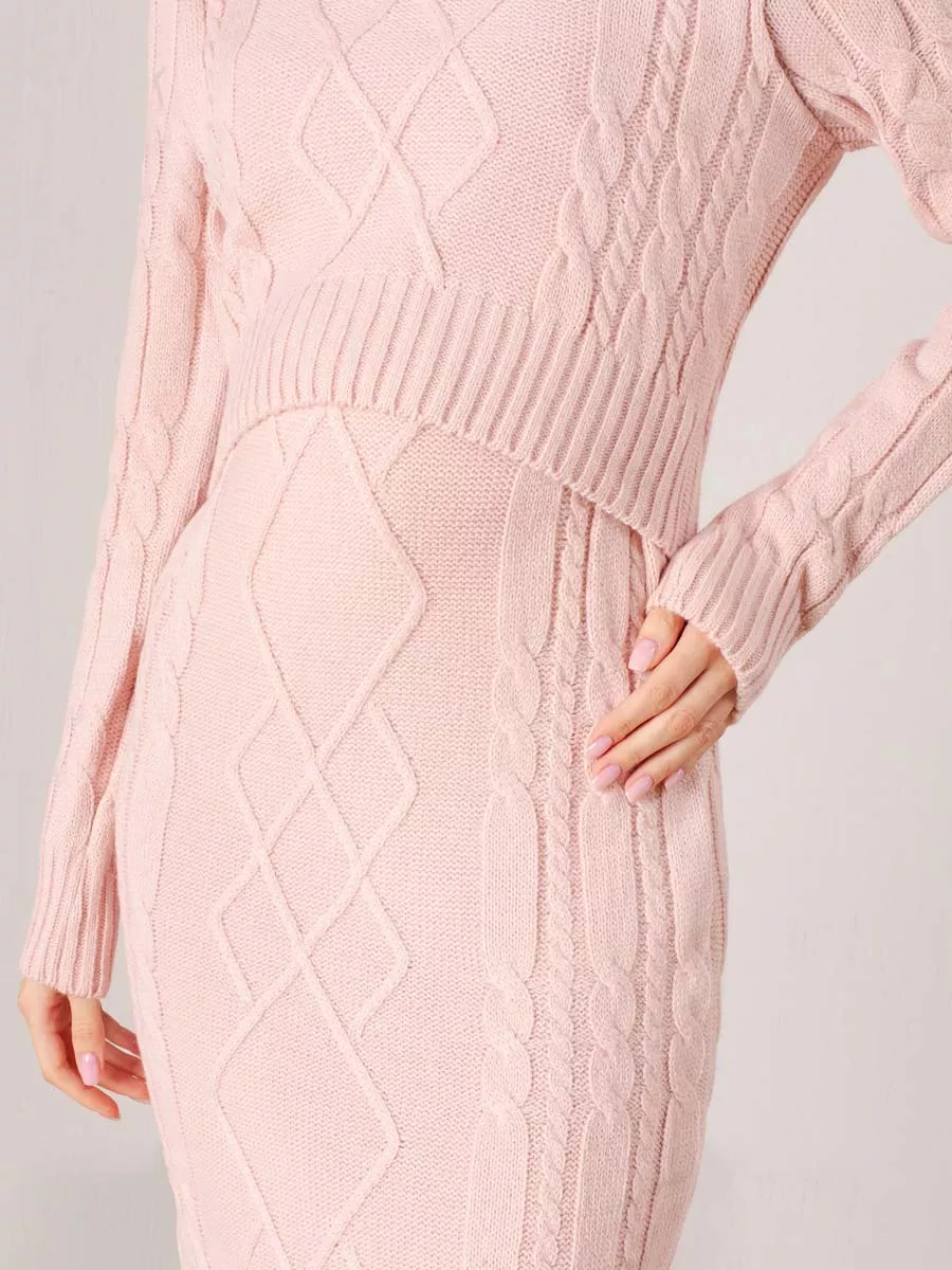 Платье вязаное для беременных и кормящих 06210 розовый