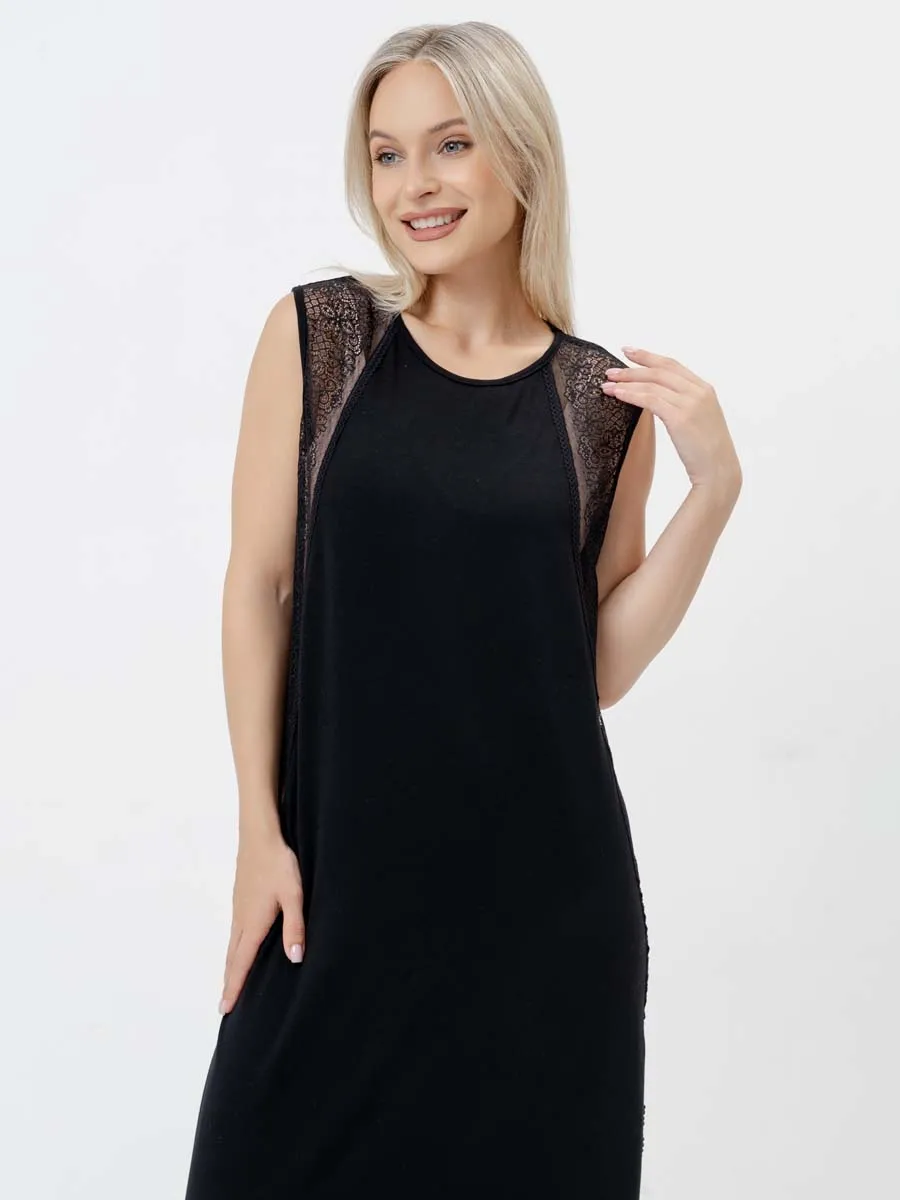 Ночная сорочка для беременных ночнушка в роддом вискоза черный