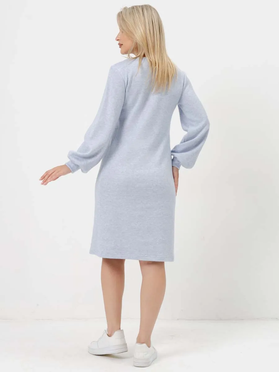 Платье в офис для беременных и кормящих мам 76710 голубой