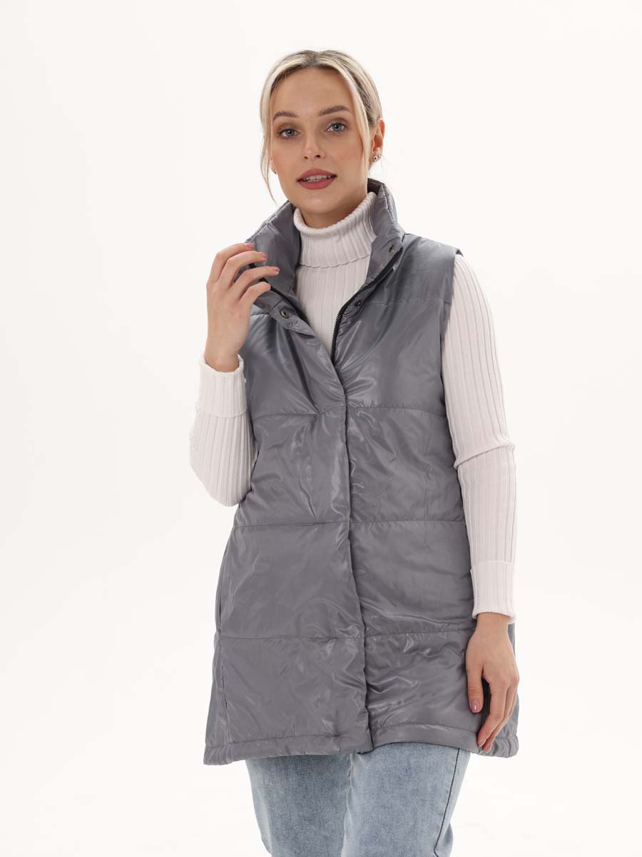 Жилет женский утепленный 65008 стеганый серый