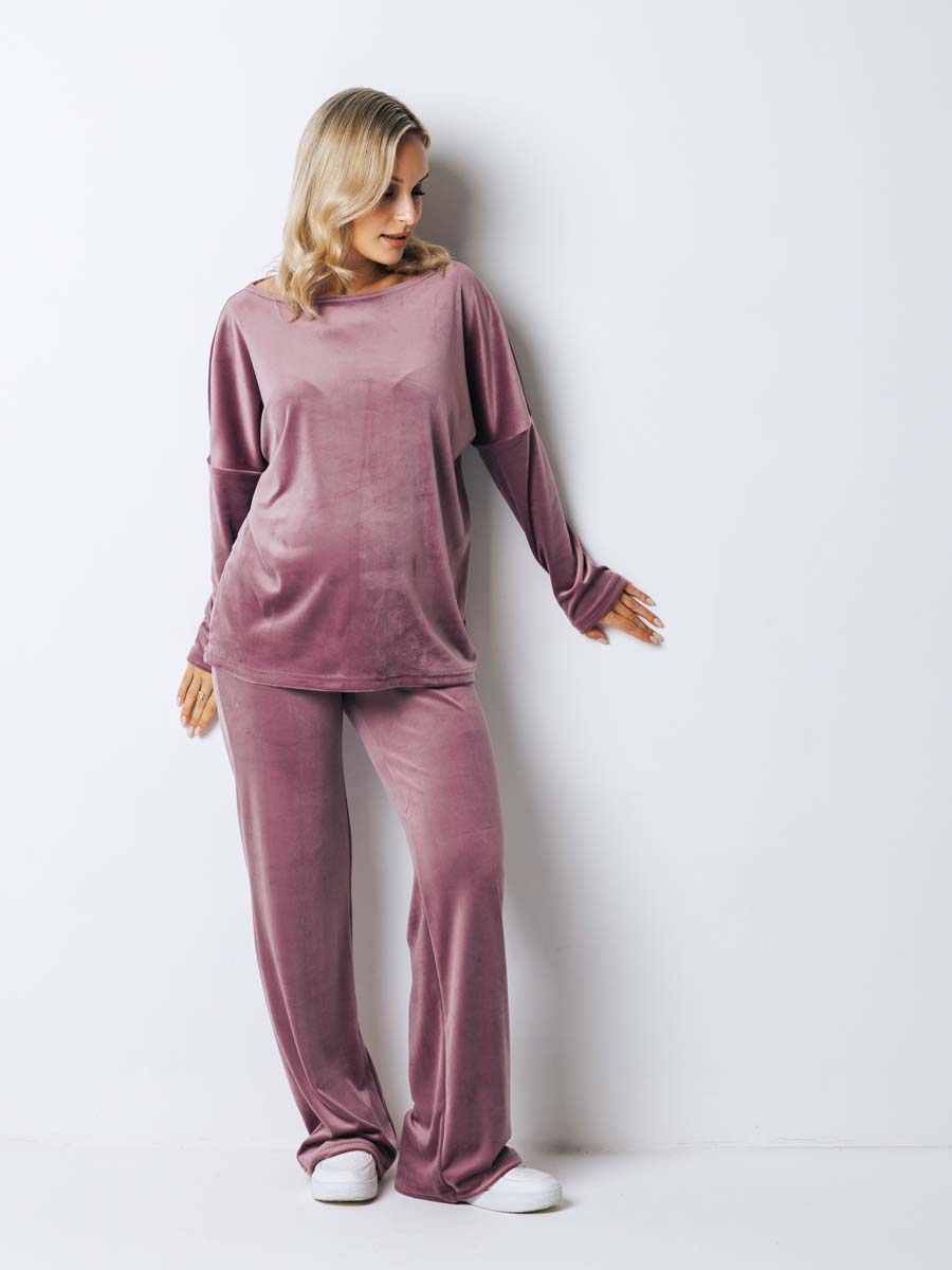 Костюм домашний велюровый с брюками для беременных 16131 лиловый