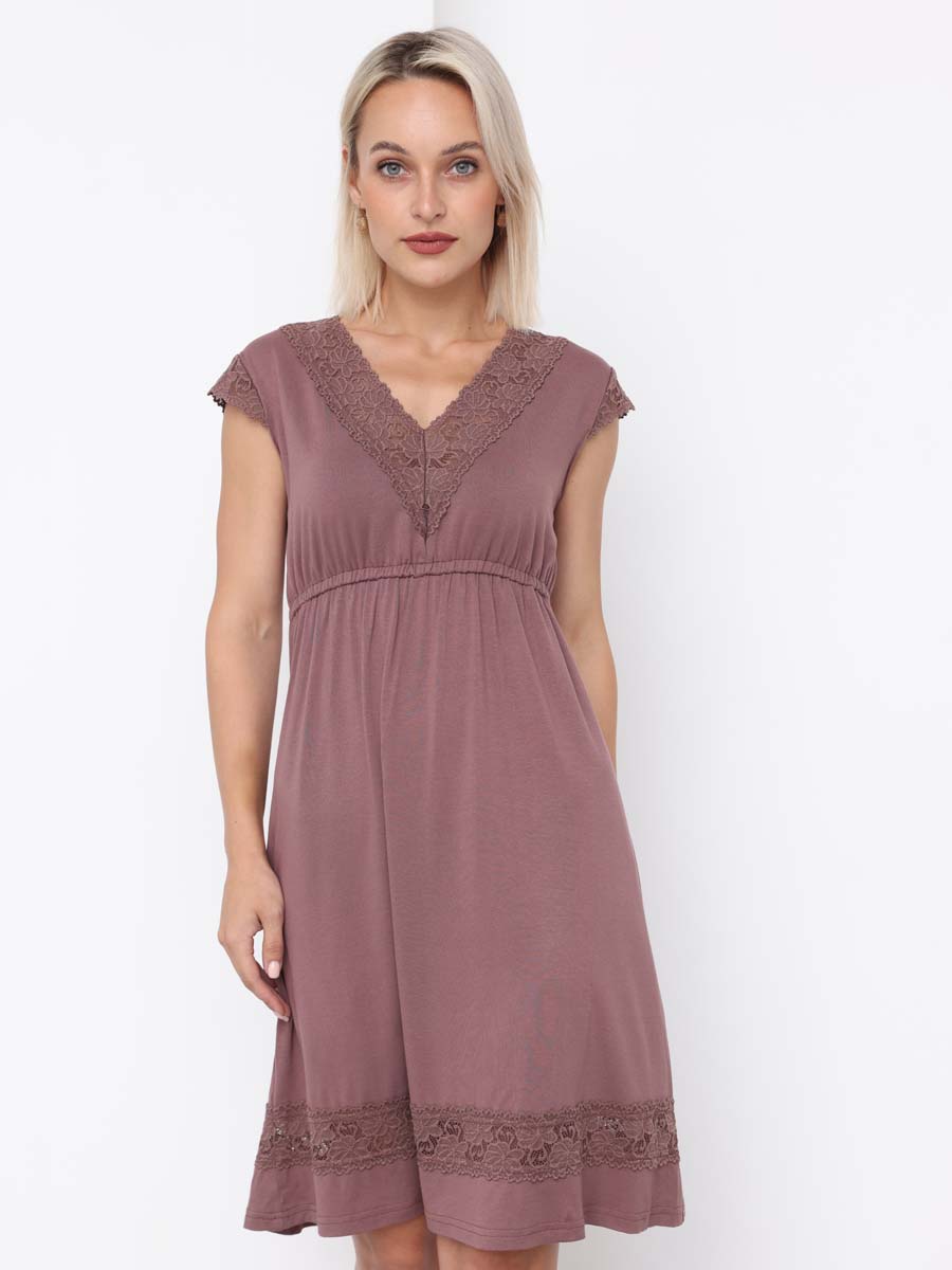 Ночная сорочка для беременных и кормящих 48509 шоколад