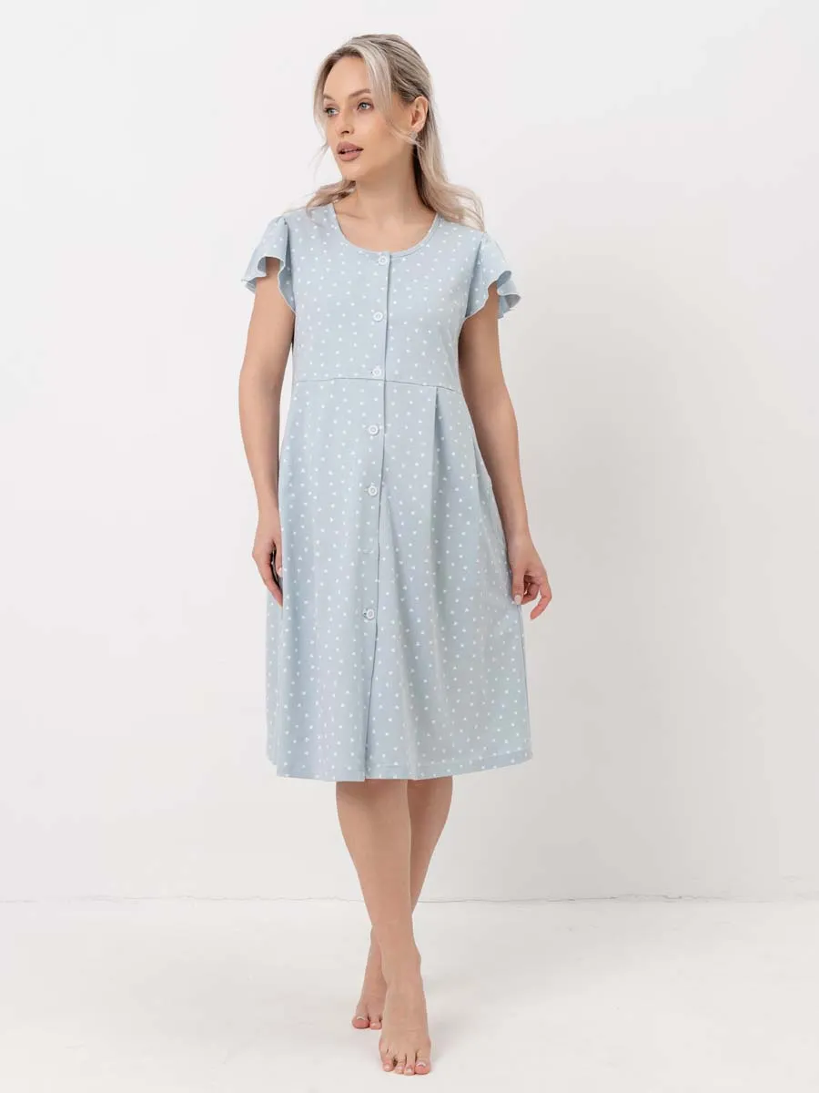 Халат для беременных и кормящих серый/белый