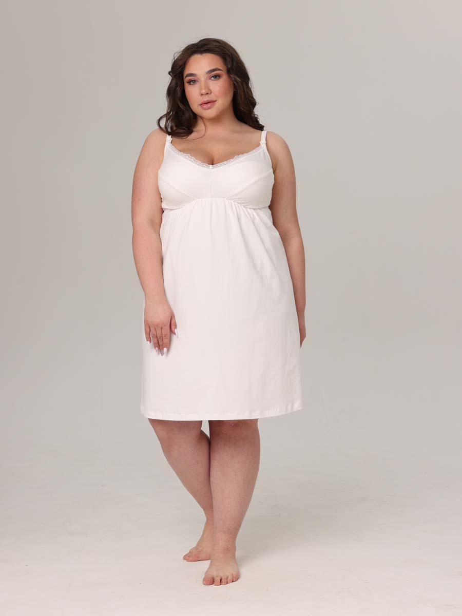 Сорочка в роддом ночнушка для беременных и кормящих молочный