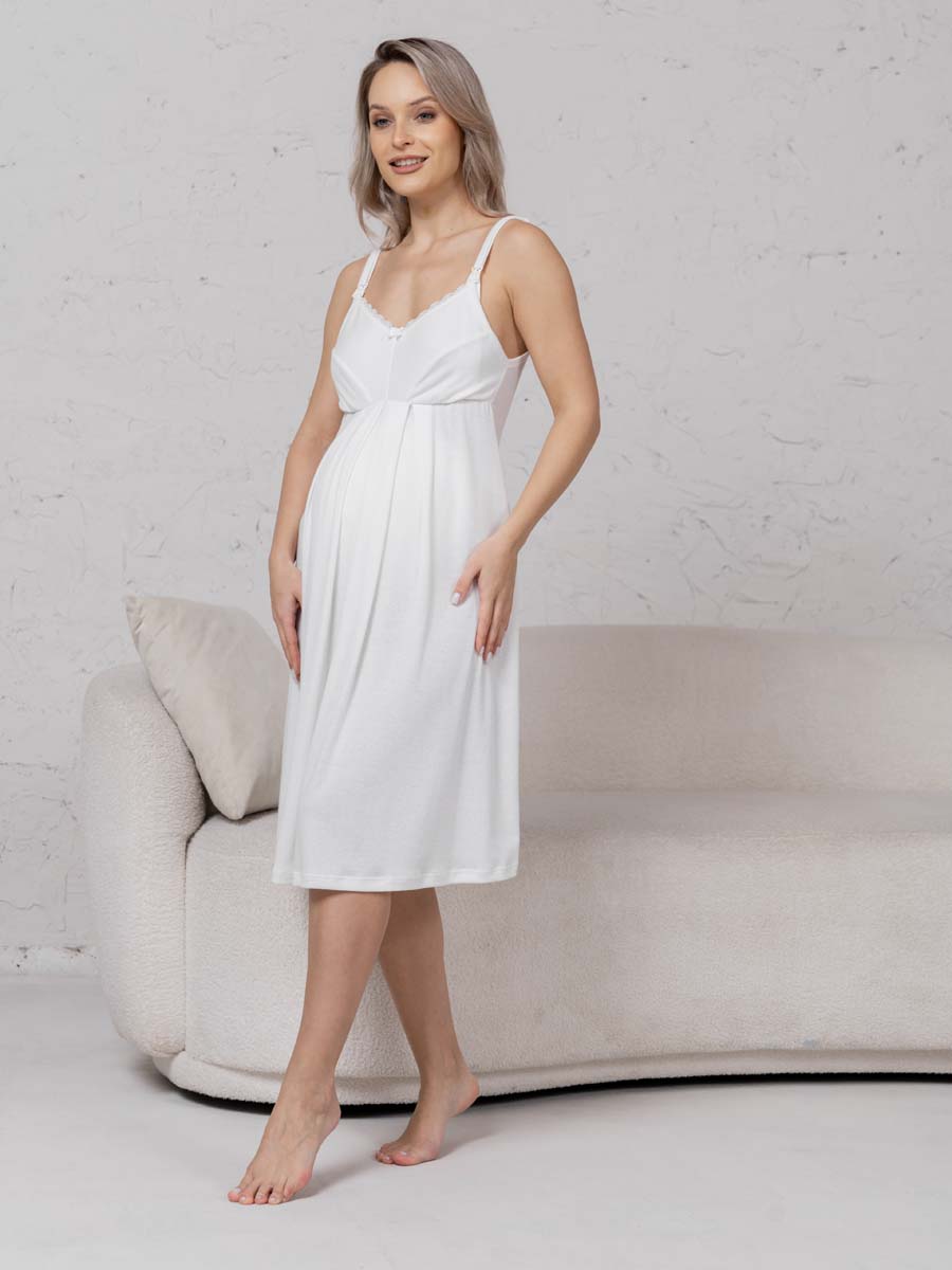 Ночная сорочка в роддом для беременных и кормящих молочный