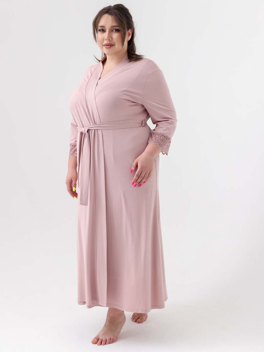 Халат с сорочкой большие размеры светло-коричневый