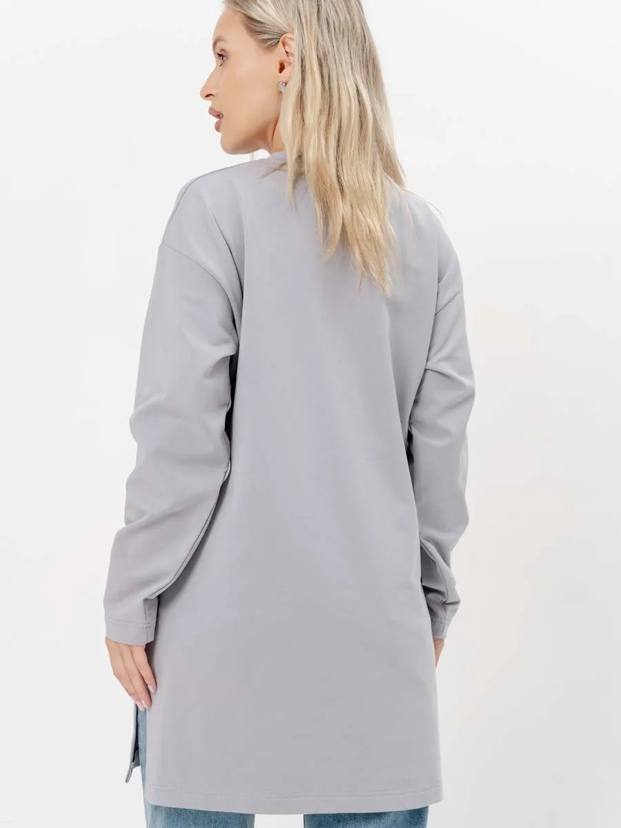 Стильная туника для будущих мам на осень серый