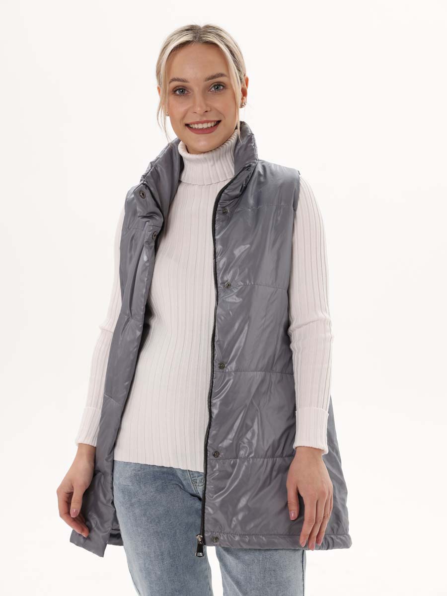 Жилет женский утепленный 65008 стеганый серый