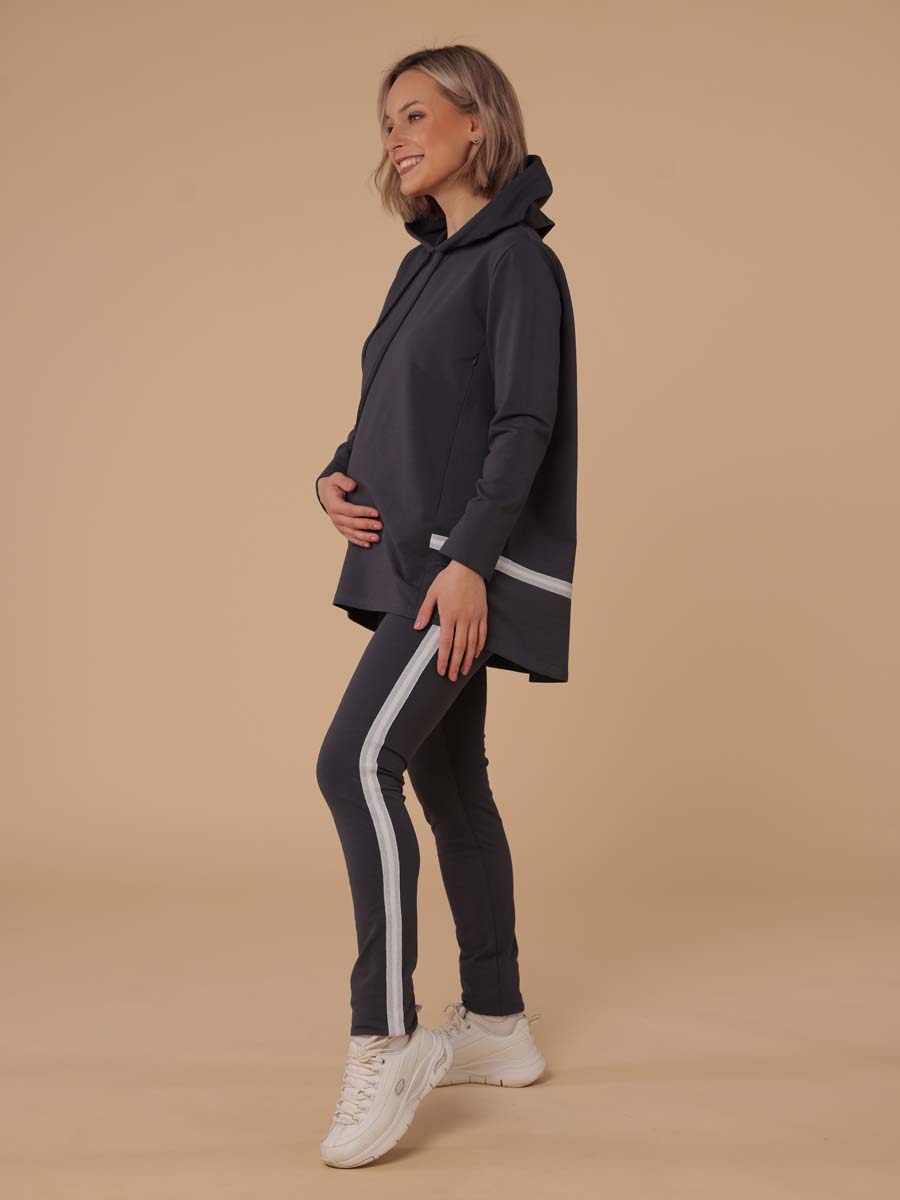 Стильный костюм 13334 туника и штаны для беременных антрацитовый