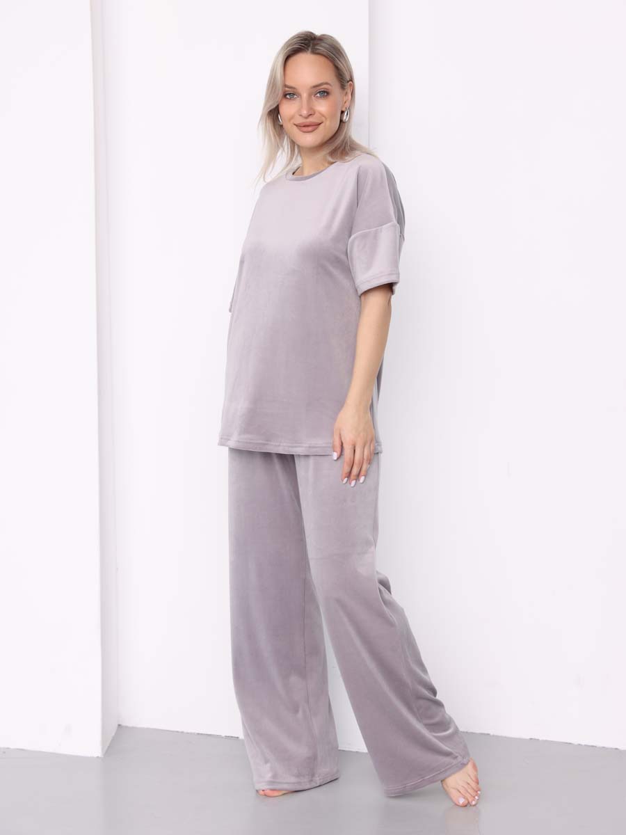 Костюм домашний велюровый светло-серый светло-серый