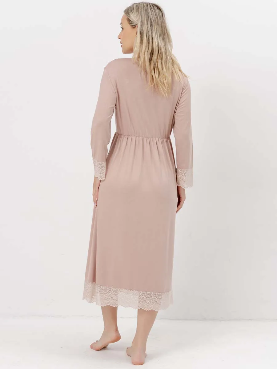 Ночная сорочка для беременных и кормящих домашнее платье бежевый