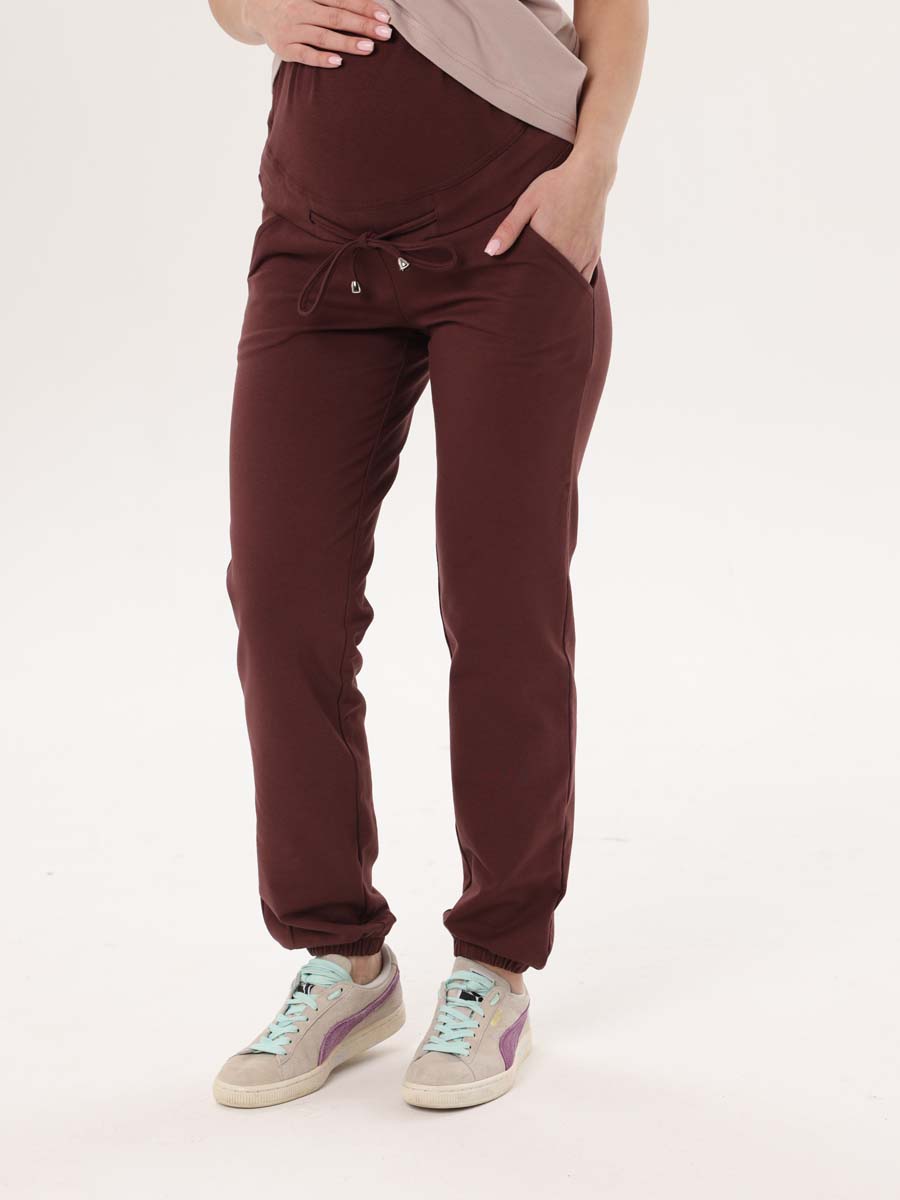 Брюки штаны женские для беременных с бандажом джогеры коричневый