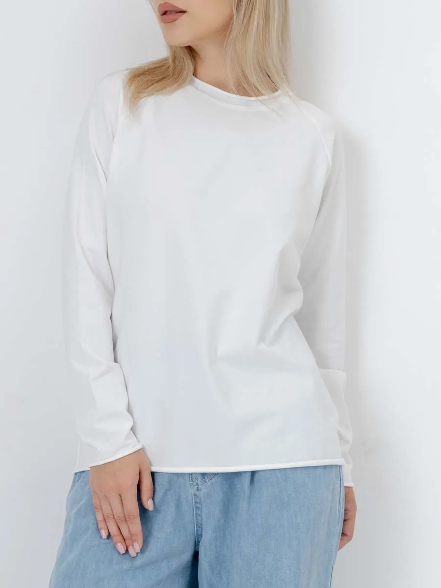 Лонгслив базовый с длинный рукавом джемпер хлопок молочный